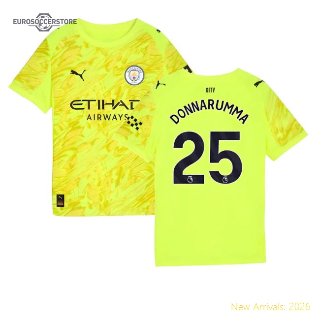 2025-2026 Man City Goalkeeper Third Shirt (Yellow) - Kids (Donnarumma 25)