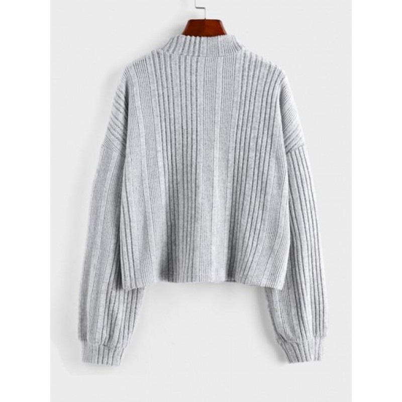 Ribbed Drop Shoulder Knit Slouchy T-shirt PC7959