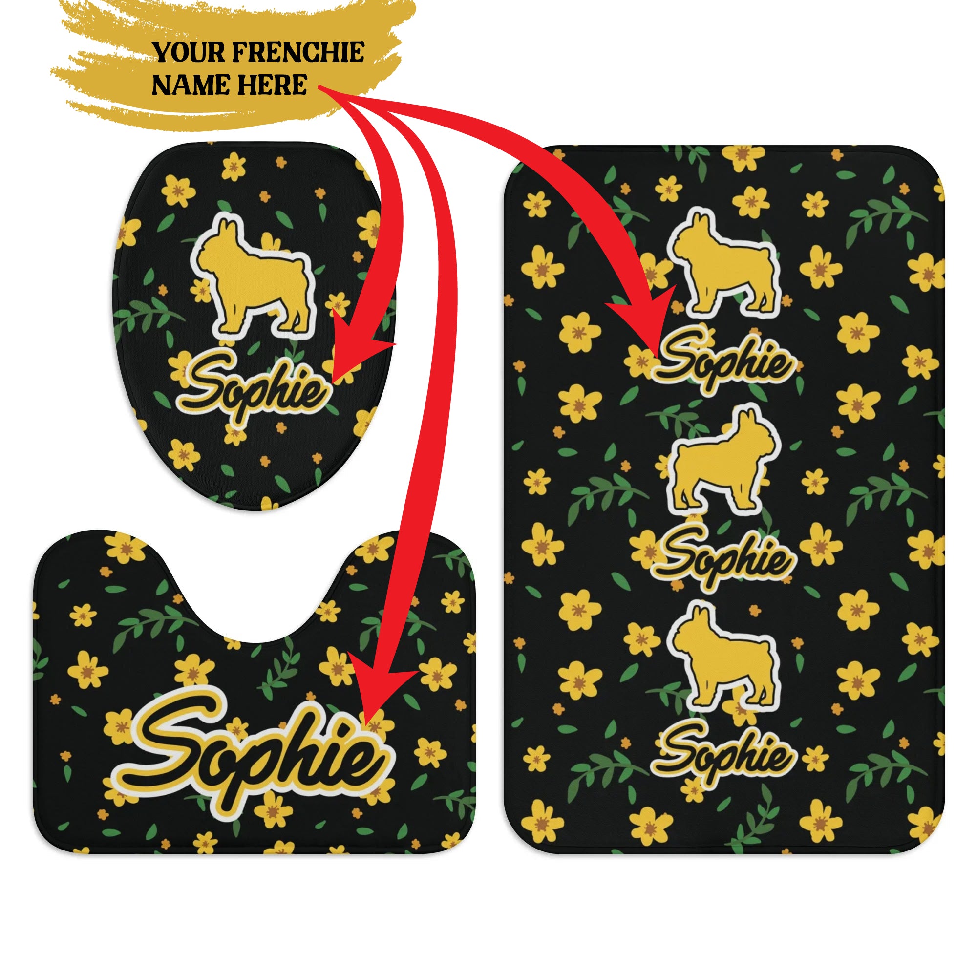 High-Quality Personalized Bathroom Set With Your Frenchie’s Name for ...
