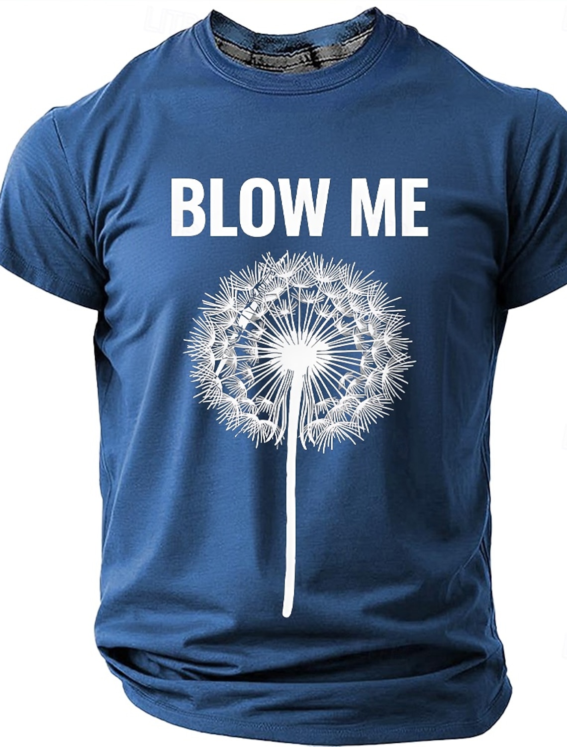 Men's Funny Dandelion Graphic T-Shirt, Blue Short Sleeve Novelty Tee Gift for Dad Husband Boyfriend