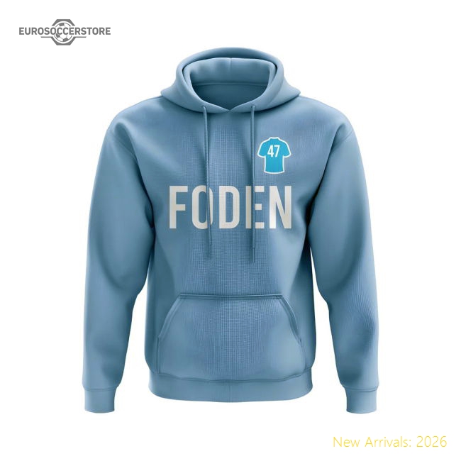 Authentic Top-Grade Phil Foden Man City Number Hoody Sky