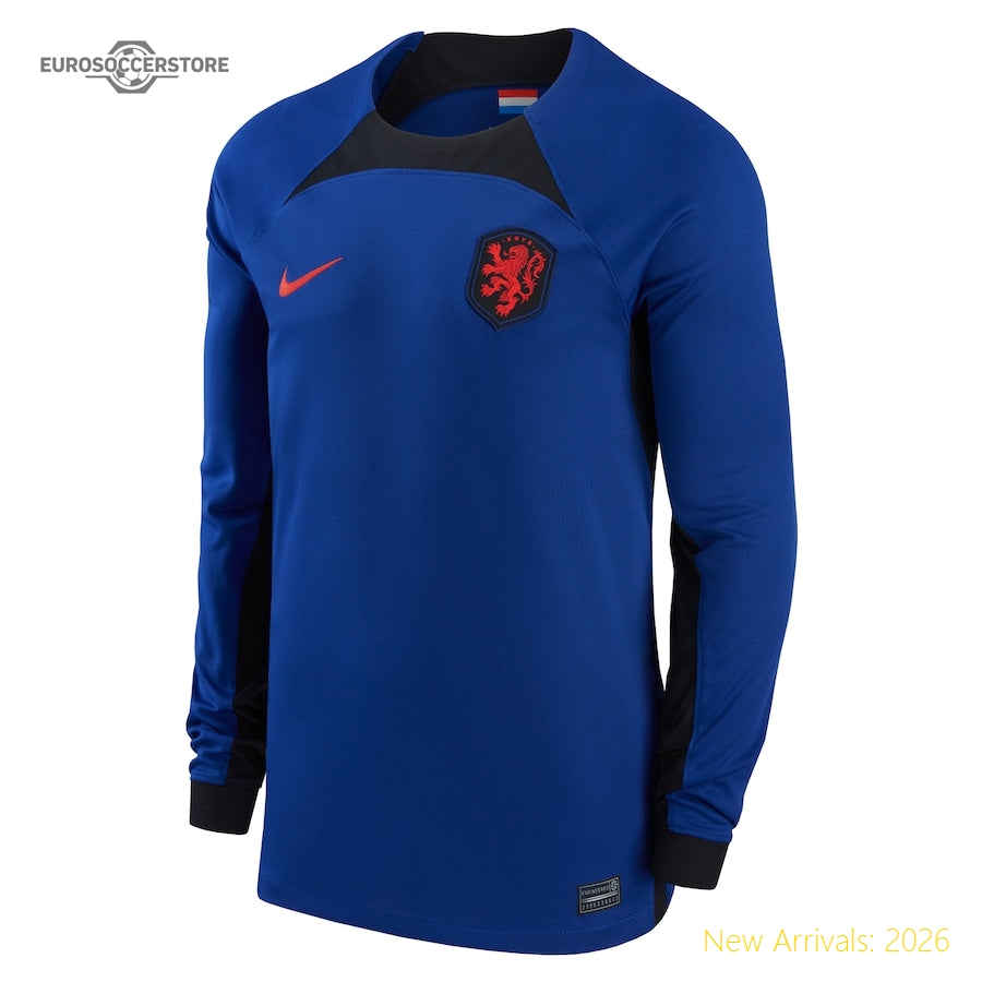 Men Net Netherlands Long Sleeve Away Away Durable Jersey 2022