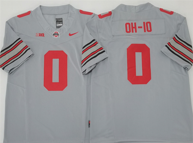 Men's OSU Ohio Gray 2025 embroidered None #0 high quality Jersey