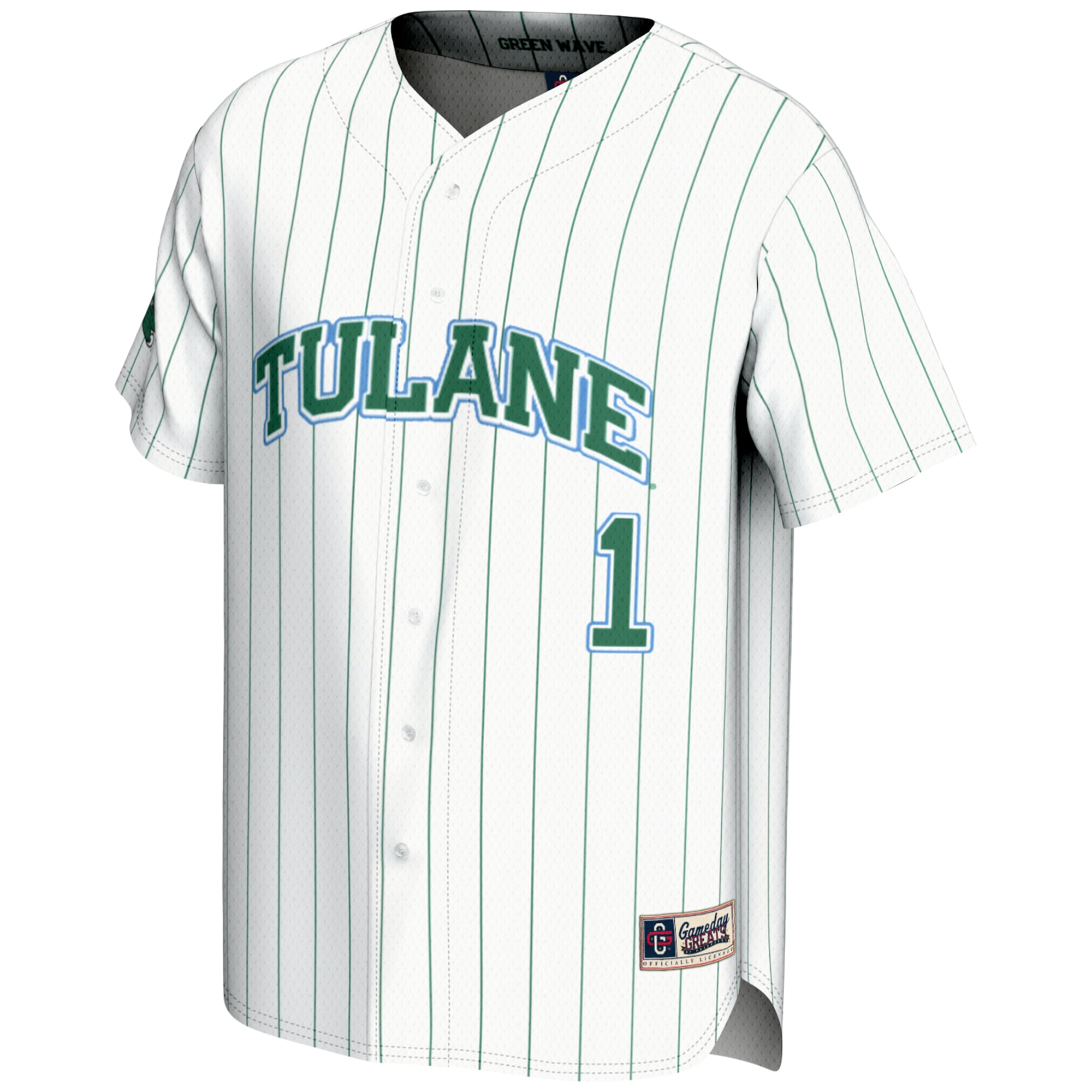 #1 Tulane Green Wave GameDay Greats Lightweight Baseball Jersey - White