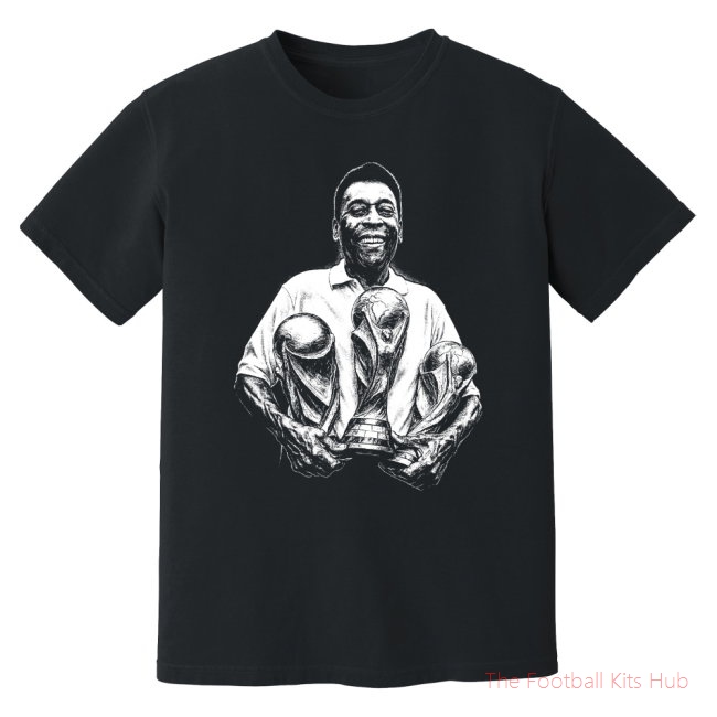 Pele Brazil 3 World Cups Phantom Graphic Tee - Black