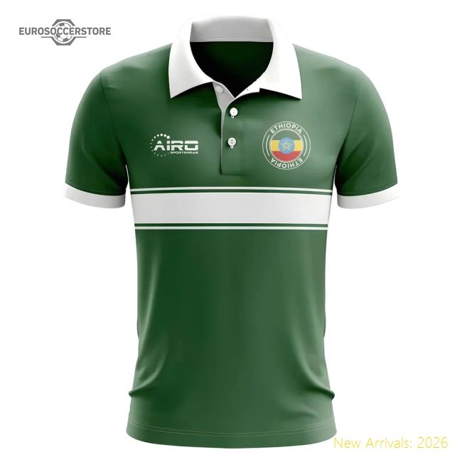 Ethiopia Concept Stripe Polo Shirt (Green)
