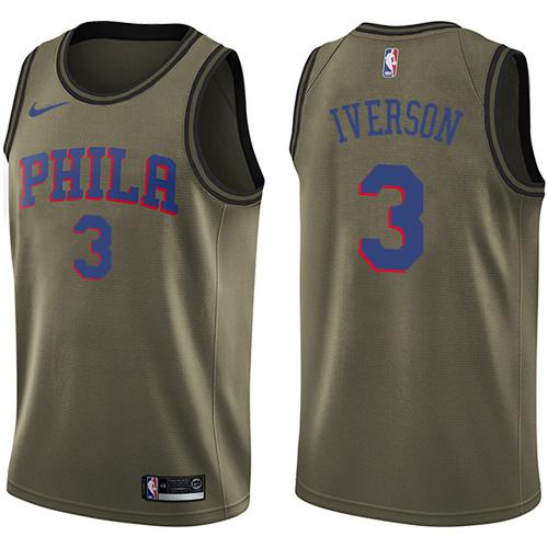 High-Quality PHI #3 Allen Iverson 2024 Icon NBA Swingman Jersey Green