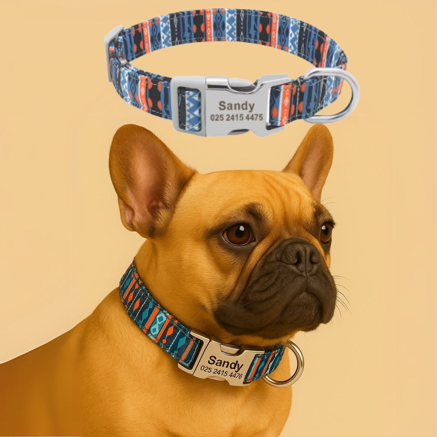 French Bulldog Personalized Frenchie Collar – Adjustable Engraved Nylon