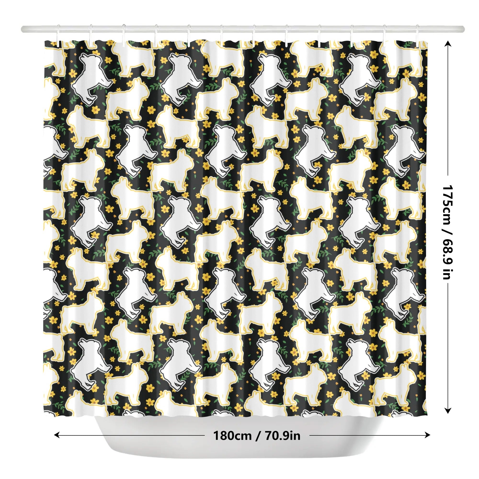 French Bulldog Pork Shower Curtain For Frenchie Lovers Durable Dog Item