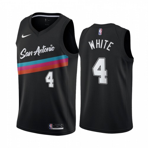 Durable SA Spurs #4 Derrick White 2020 City NBA Swingman Jersey White