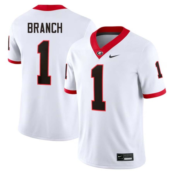 Men Georgia Bulldogs #1 Zachariah Branch White Nike Stitch Jersey