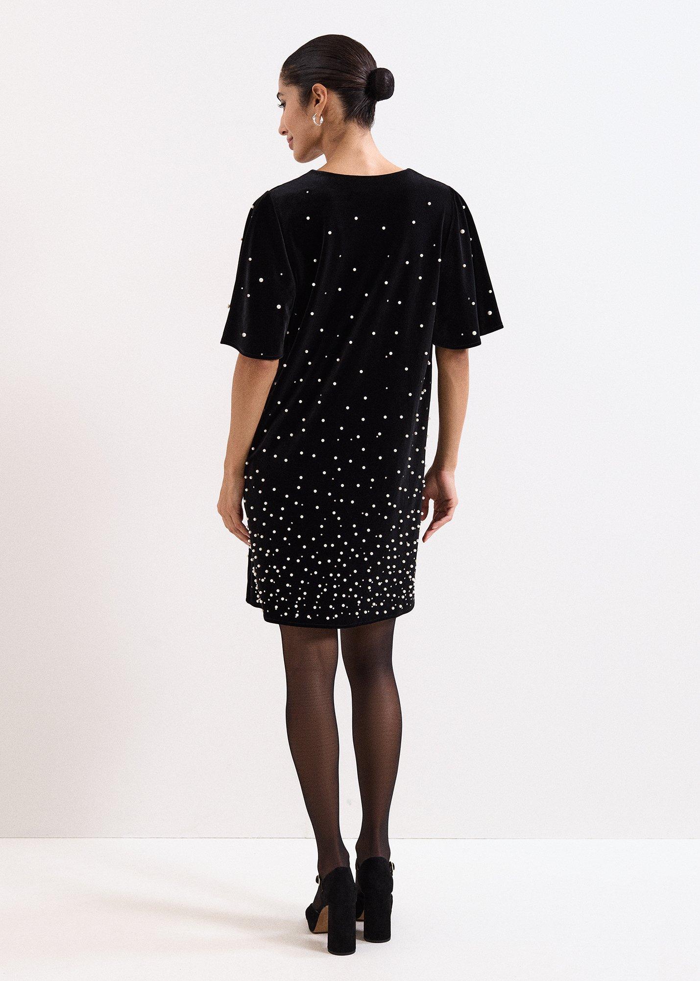 Petite Pennie Velvet Pearl Tunic Dress