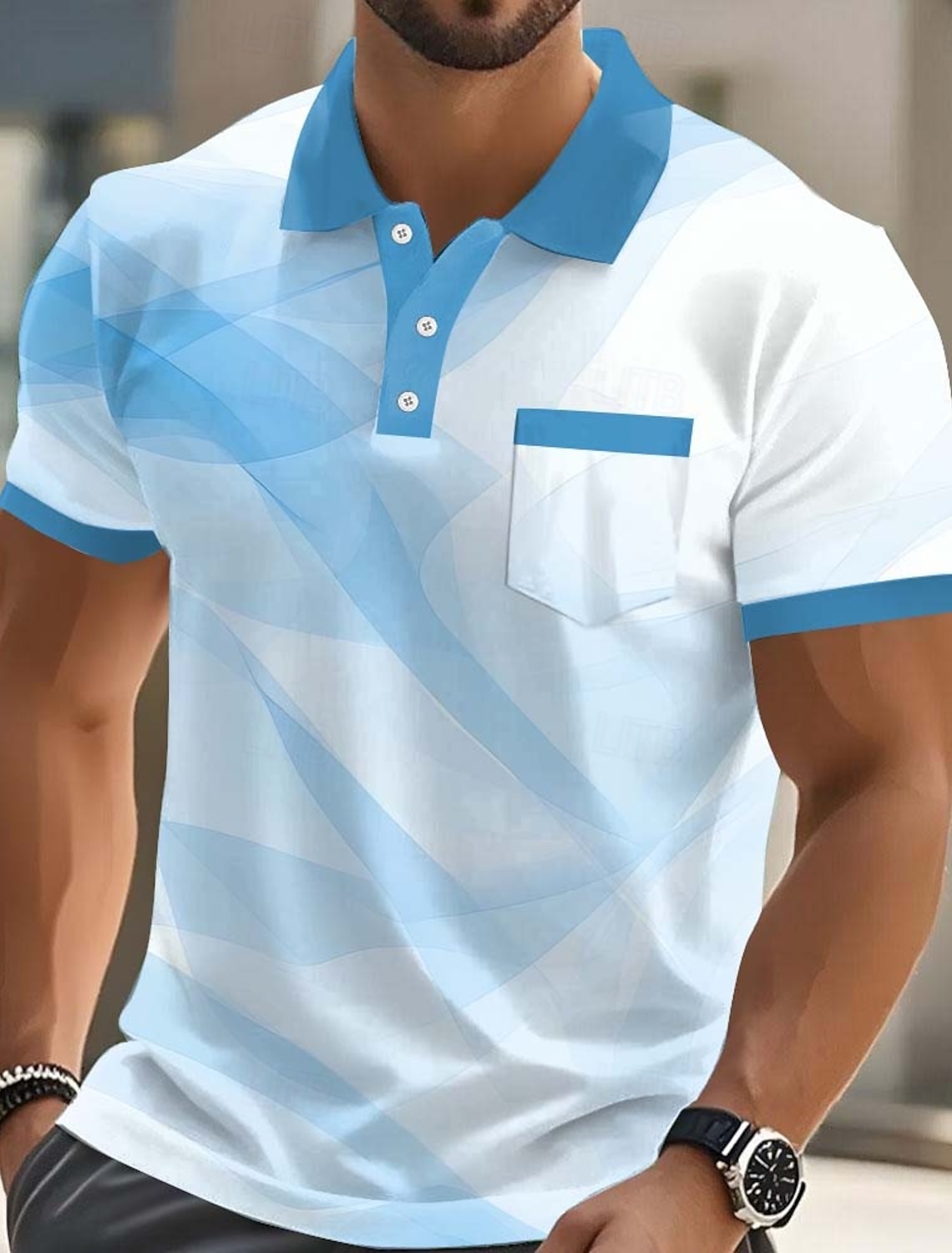 Men's Geometic Polo Shirts Short Sleeve Collared Business Casual