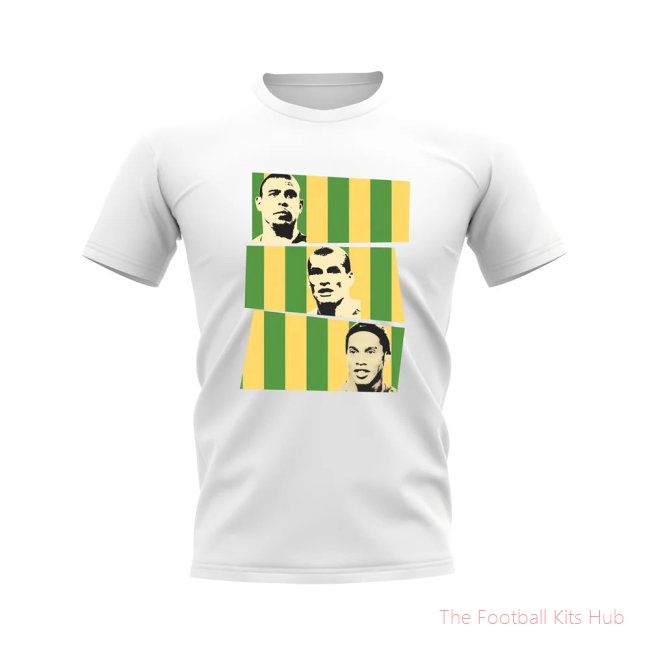 Ronaldo Rivaldo Ronaldinho Brazil Trio T-Shirt (White)