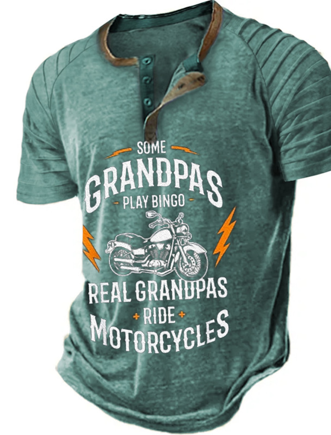 Mens 'Real Grandpas Ride Motorcycles' Graphic T-Shirt | Funny Biker Grandpa Short Sleeve Tee