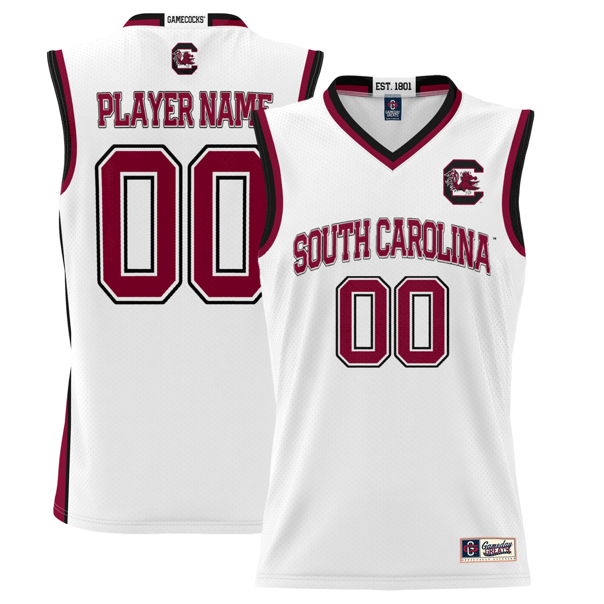 [NJP] South Carolina Gamecocks GameDay Greats NIL Pick-A-Player Lightweight Men's Basketball Jersey - White
