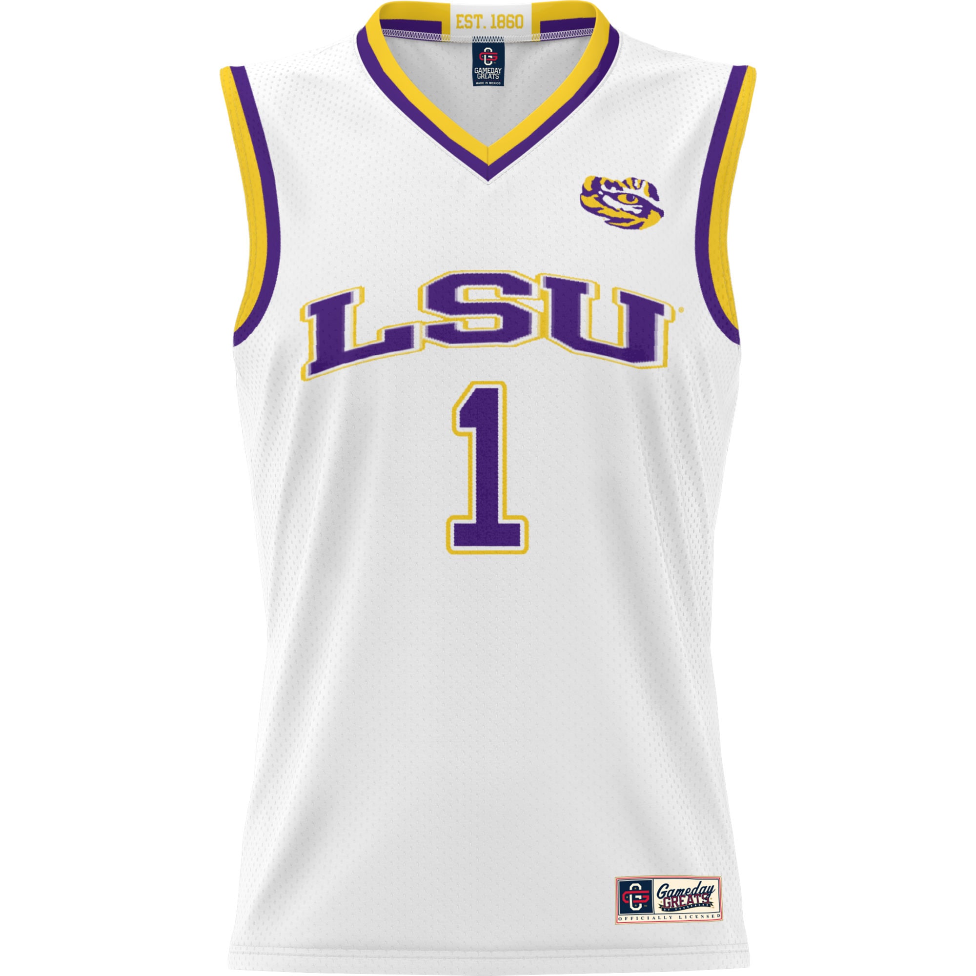 [DDG] LSU Tigers GameDay Greats Lightweight Basketball Jersey - White