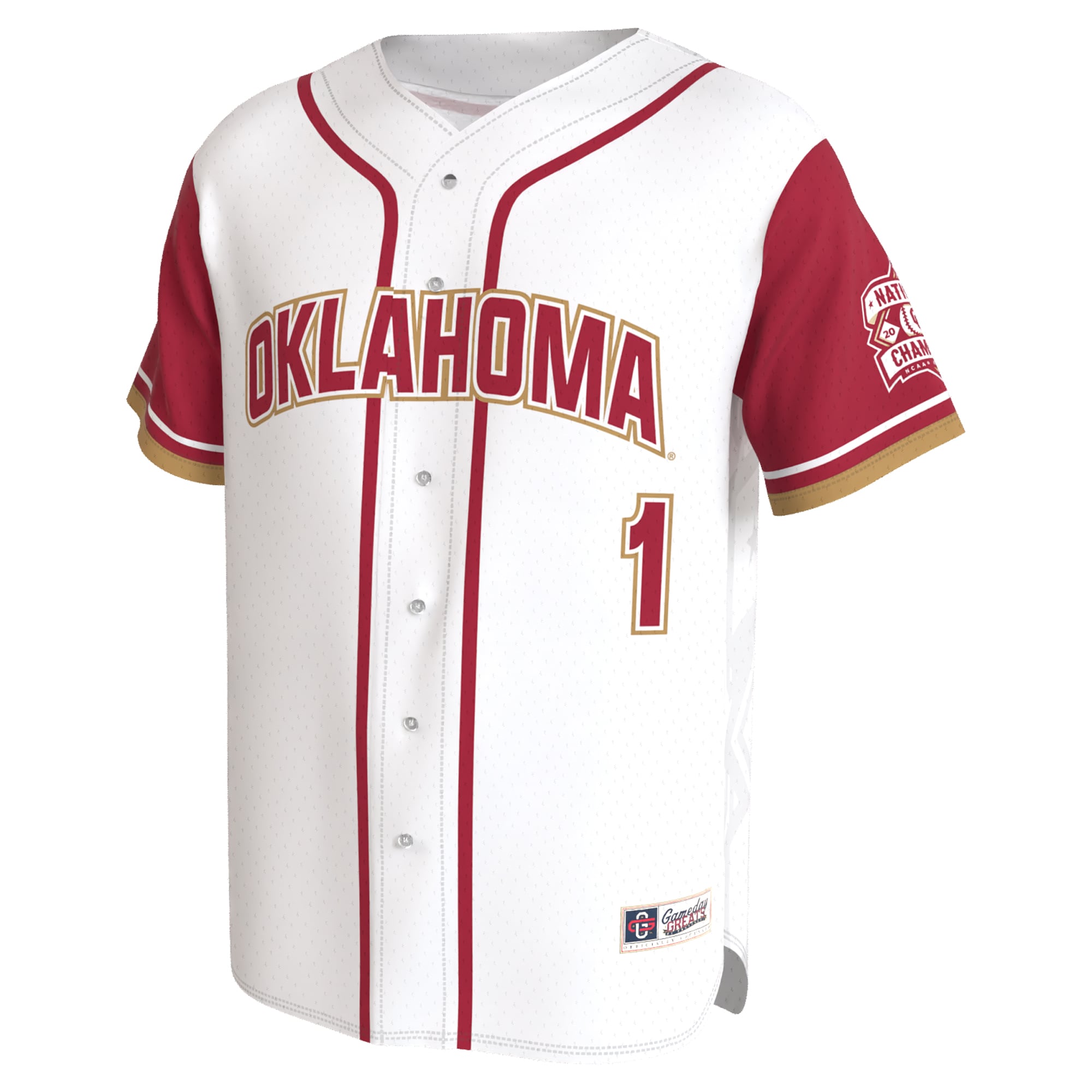 [DDG] Oklahoma Sooners GameDay Greats Unisex 2026 NCAA Baseball Men's College World Series Champions Lightweight Jersey - White