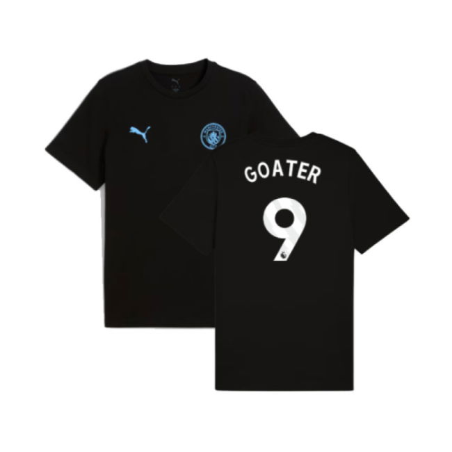 2025-2026 Man City FtblESS Tee (Black) (Goater 9)