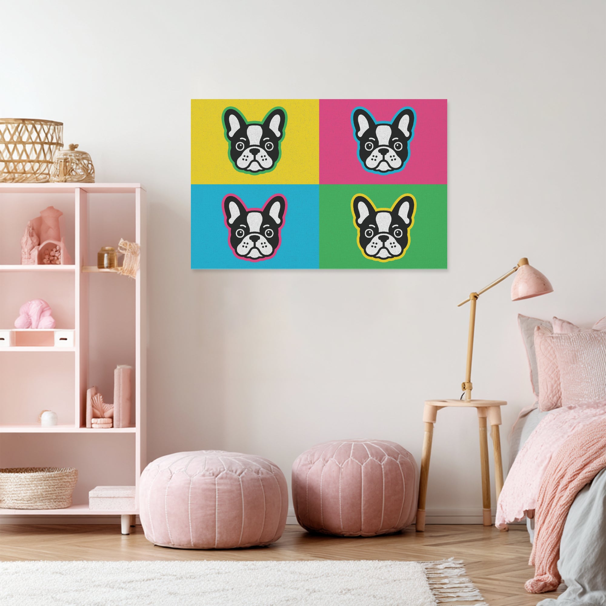 - French Bulldog Themed Adorable Frenchie Canvas Wall Art Indoor Comfort