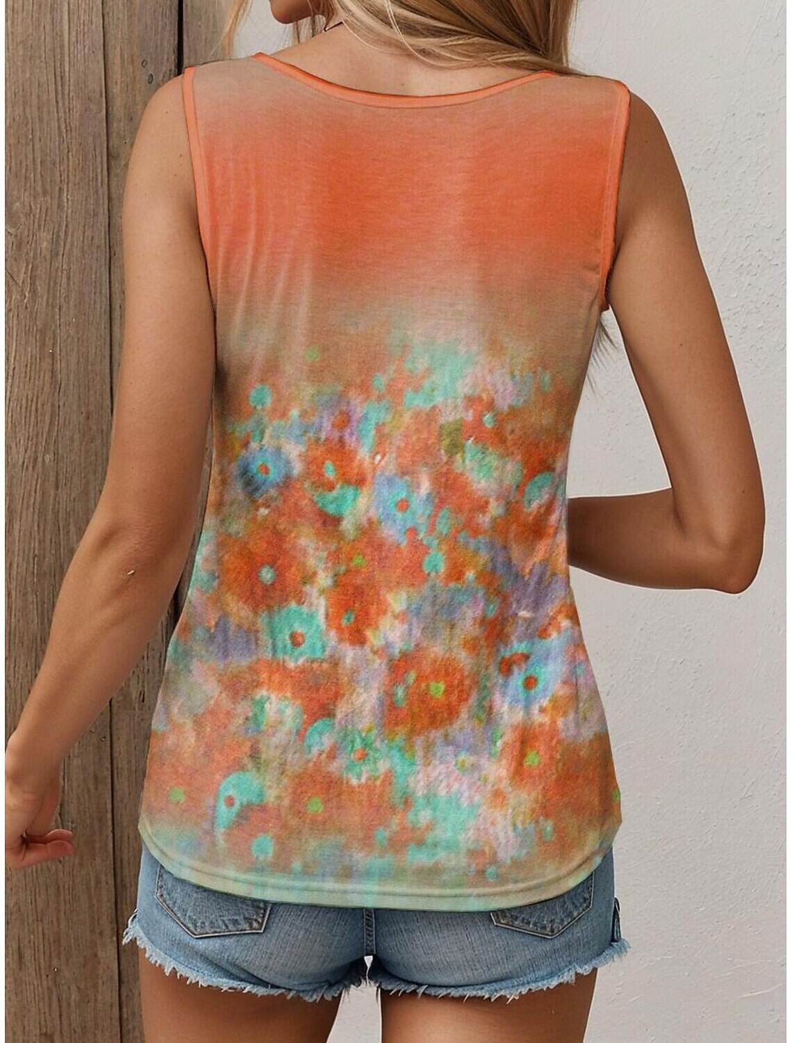 Women's Tank Top Vest Daily Floral Sleeveless Sleeveless V Neck Daily Summer