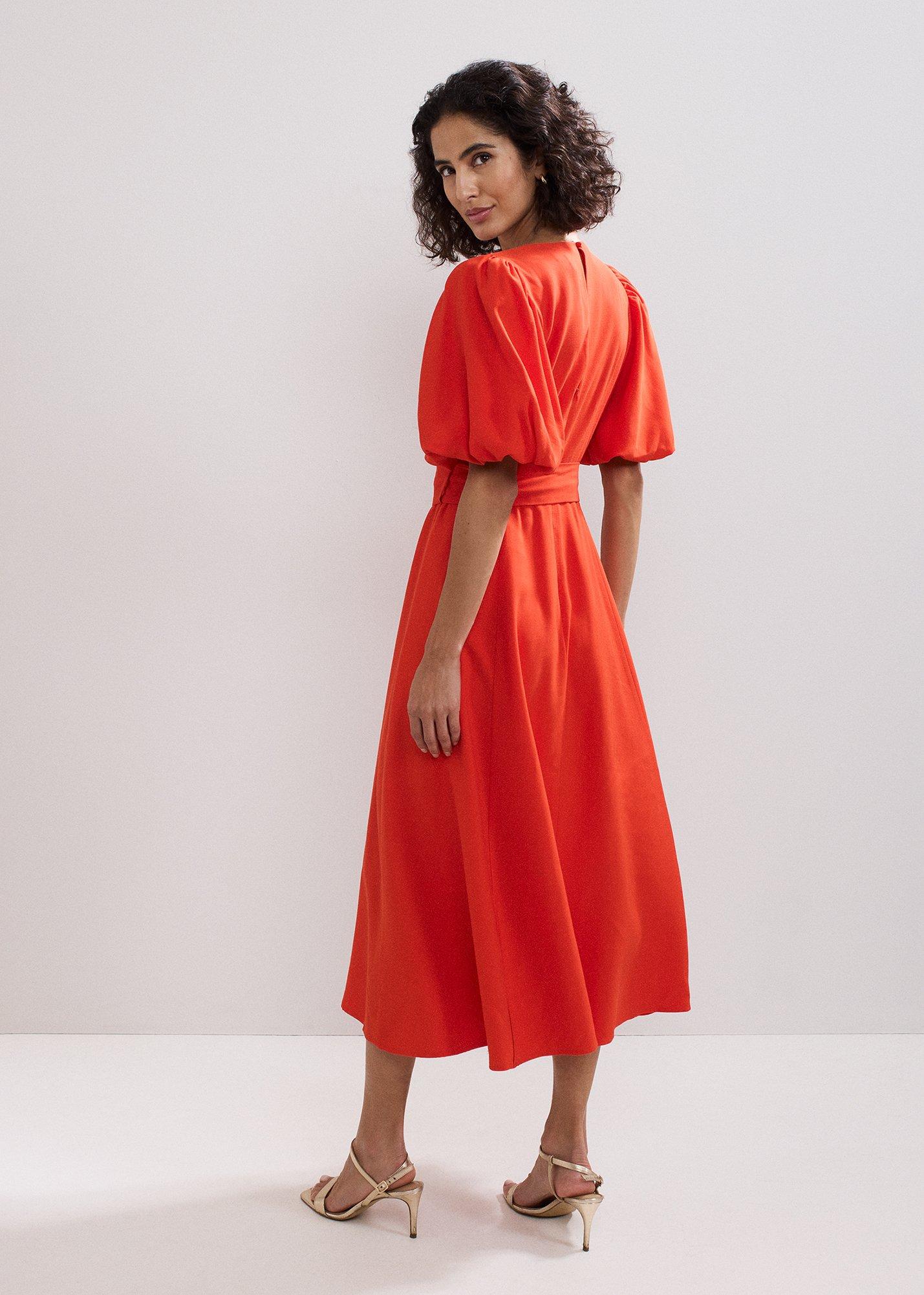 Zarah Plain Puff Sleeve Midi Dress