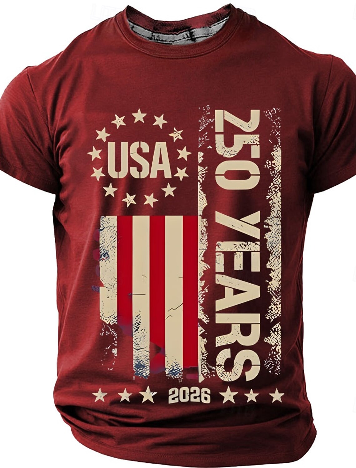 4th of July 2026 250th Men's Solid Color American US Flag T Shirt Short Sleeve T shirt 3D Print Crew Neck Shirt Vintage Retro Patriotic Daily Festival Blue Black Burgundy Summer Spring Clothing
