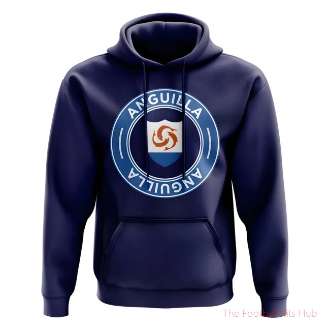 Men Anguilla Football Badge Hoodie (Navy)