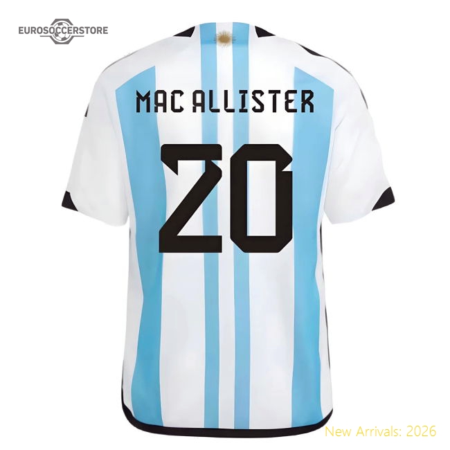 Argentina 2022 World Cup Winners Home Shirt - Kids (MAC ALLISTER 20)