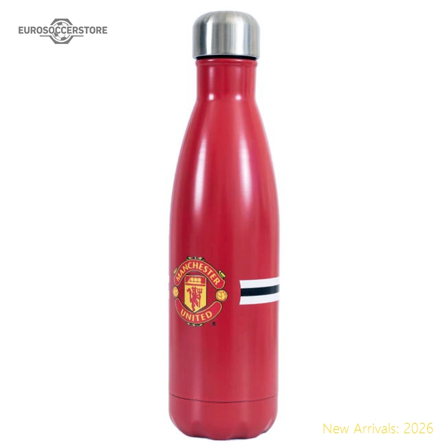 Manchester United Fc Core Stripe Thermal Flask - Official Edition