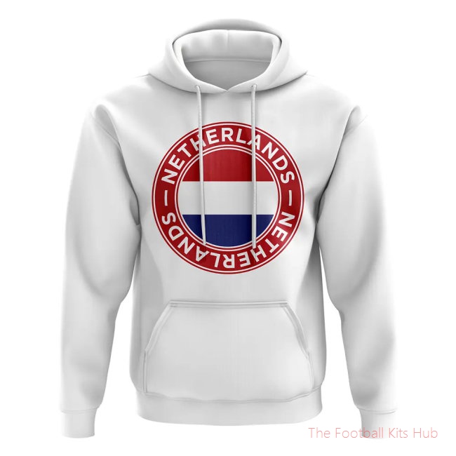 Men Netherlands Football Badge Hoodie (White) UEFA Euro