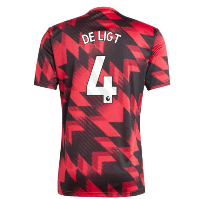 Proud Football Man Utd Pre Match Shirt Red De Ligt #4 Durable Mate...