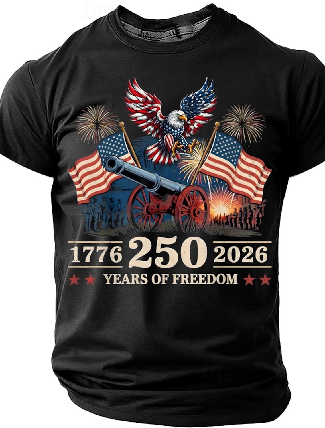 4th of July 2026 250th Memorial Day Men's 3D Print US Flag Crew Neck Short Sleeve T-Shirt Daily Street