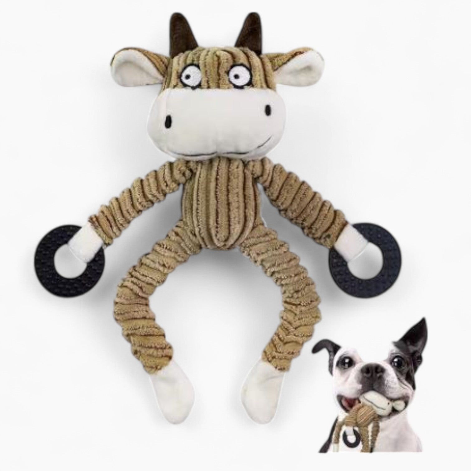 Monkster Frenchie Plush Toy – Teething Interactive Plush Squeaky Toy