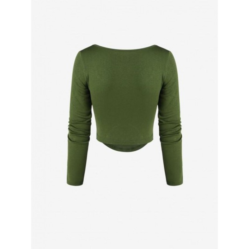 U Neck Curved Hem Crop T Shirt LD0289