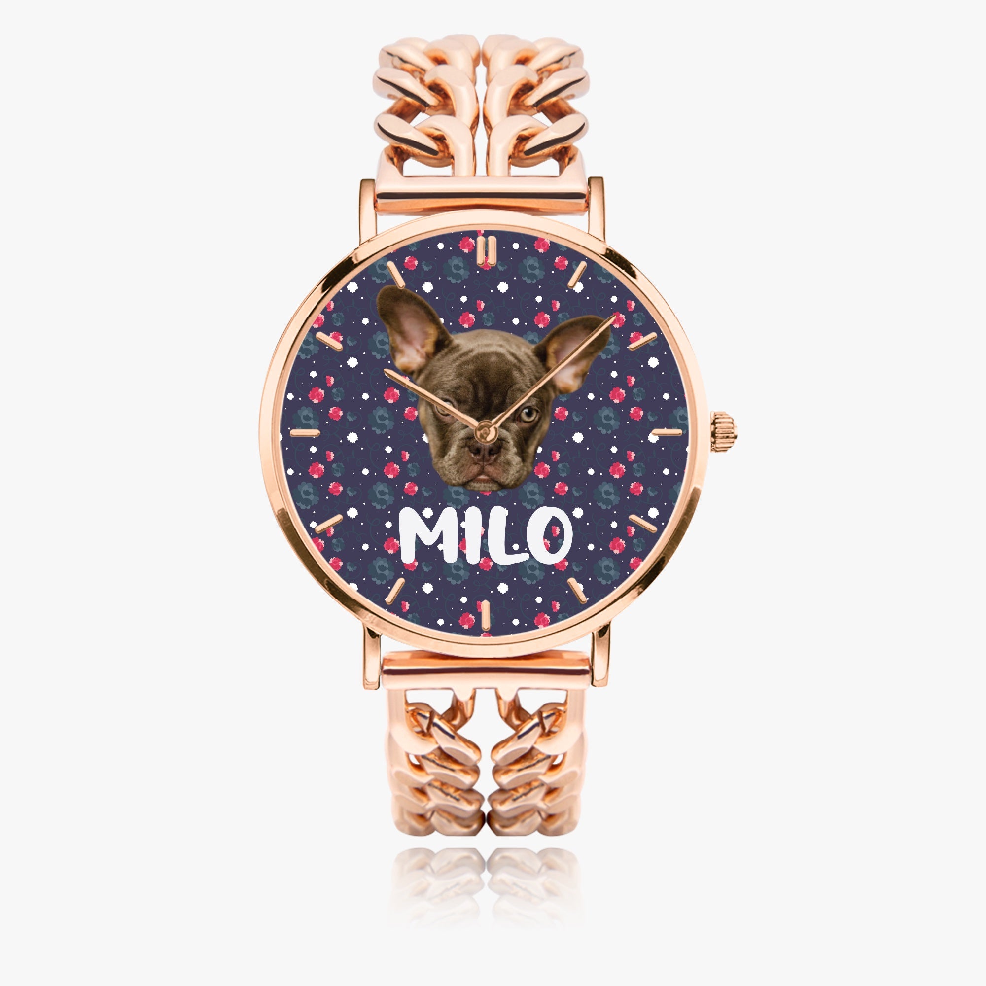 French Bulldog Monet Personalized Chic Hollow Strap Watch For Frenchie