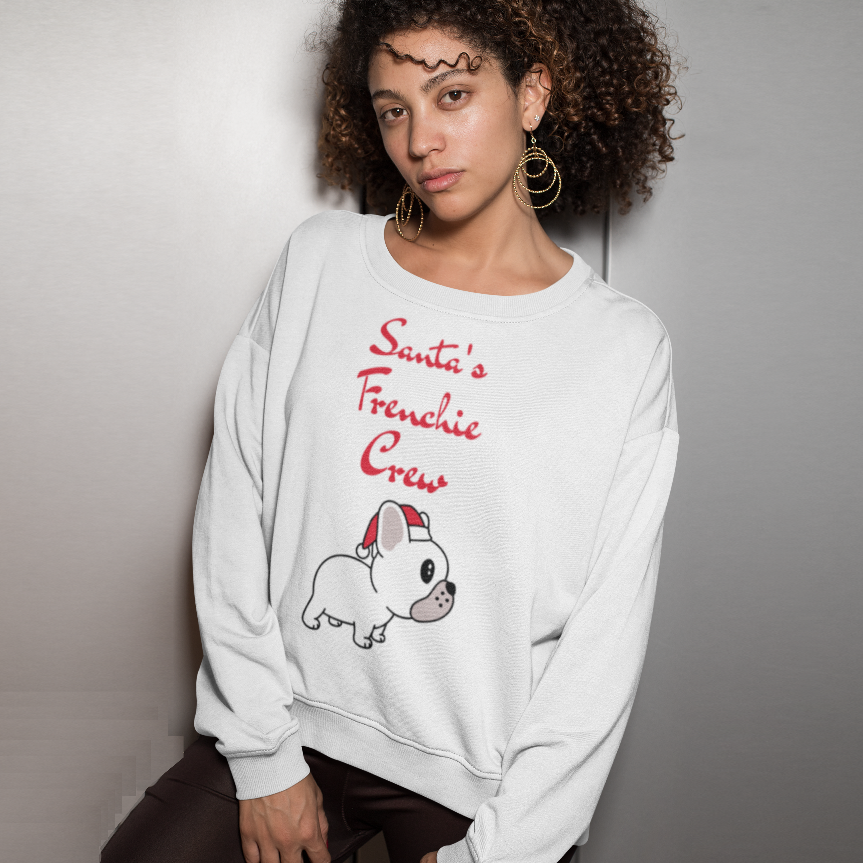 Santa's Frenchie Crew Sweater - Unisex Sweatshirt