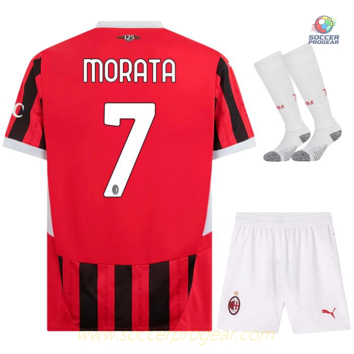 AC Milan Childrenren's Home Football Jersey Football Jersey 2024/25 Collection Morata White