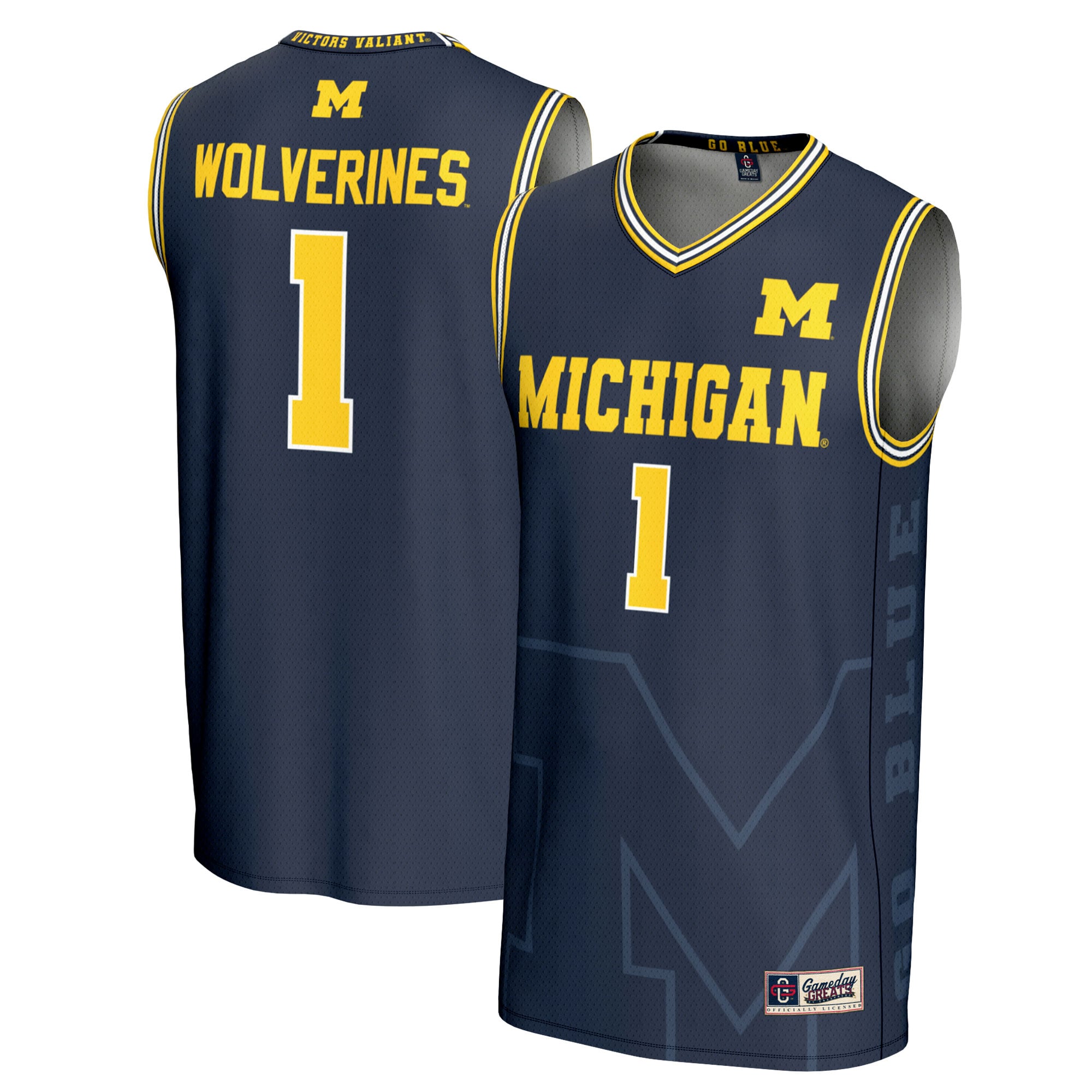 #1 Michigan Wolverines GameDay Greats Unisex Icon Print Lightweight Basketball Fashion Jersey - Navy