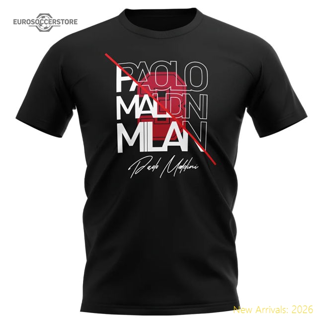Premium Paolo Maldini Milan Graphic Signature T-Shirt (Black)