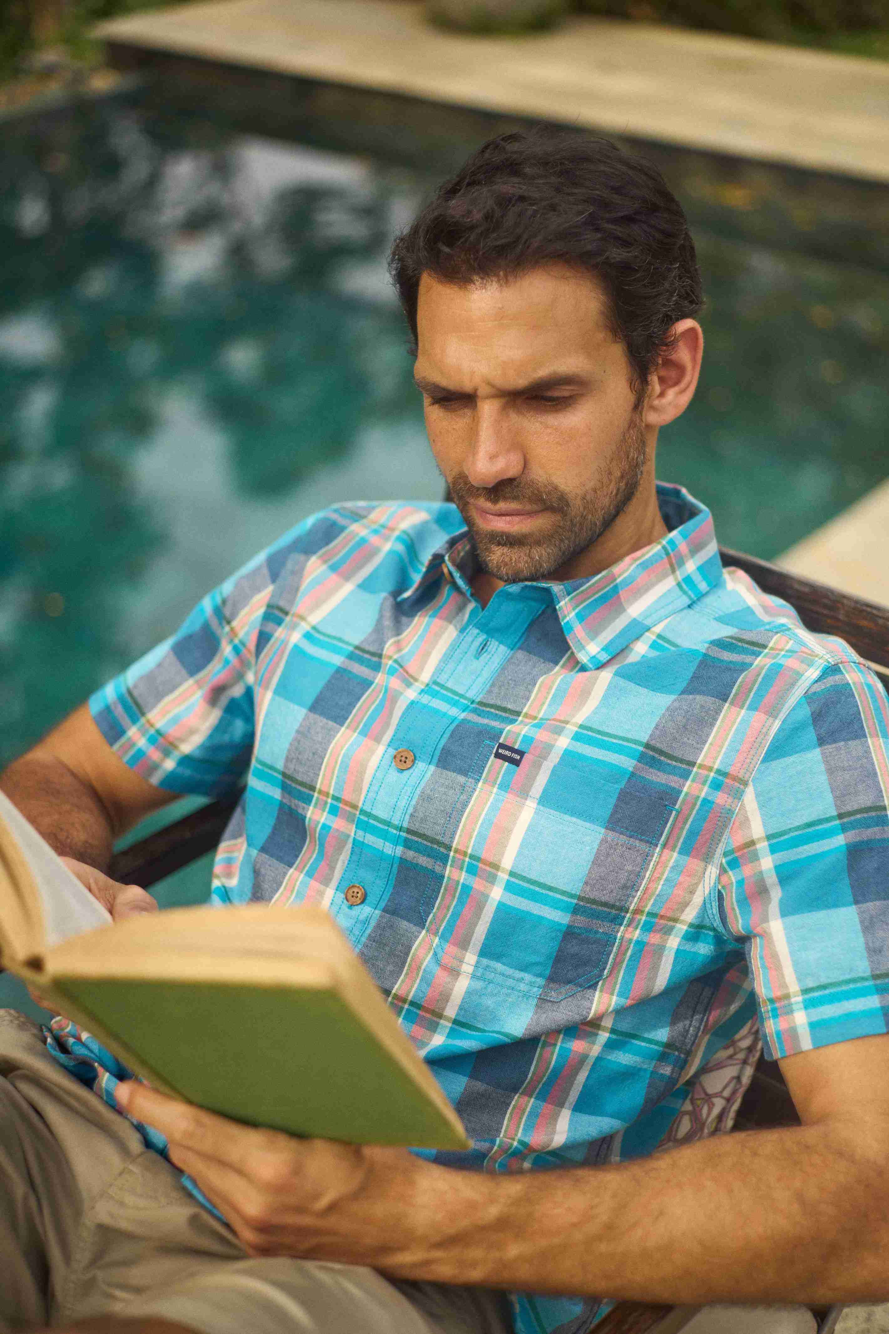 Angeles Short Sleeve Check Shirt Adriatic Blue