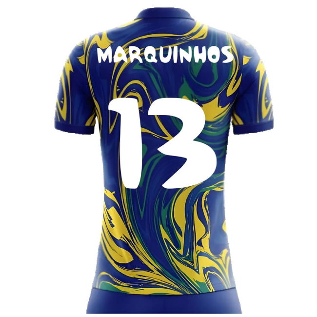 Marquinhos 13 Match Quality Brazil 2025-2026 Away Uniform (Kids) (2)