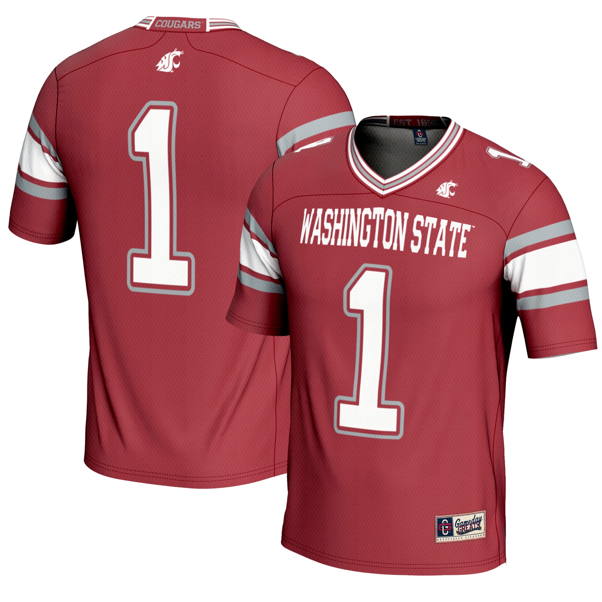 Youth #1 Crimson Washington State Cougars Endzone Football Jersey