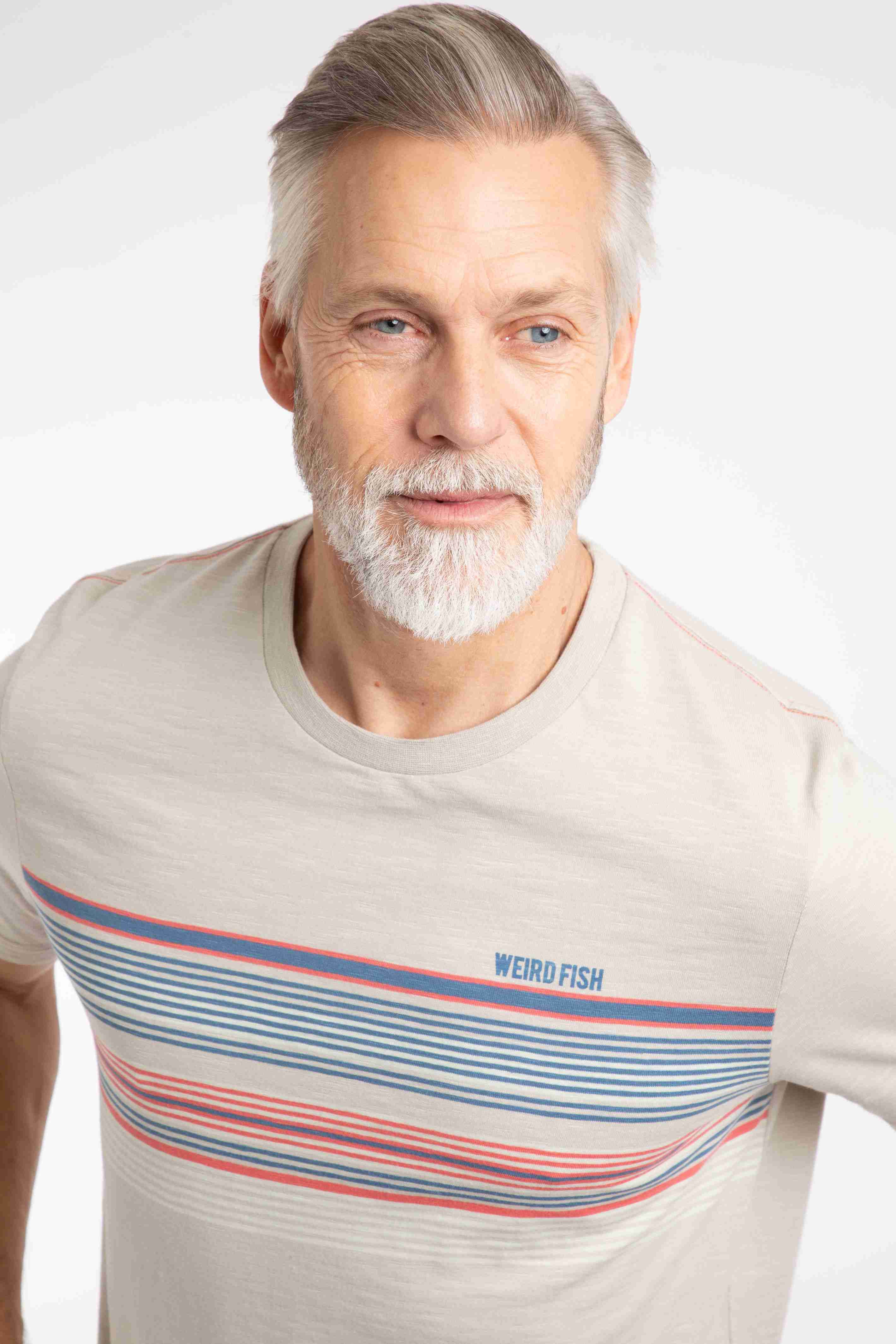 Cody Printed Stripe T-Shirt Egg Shell