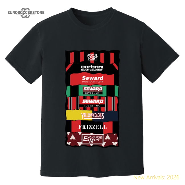 Bournemouth Sponsor History T-shirt (black) - Fantastic Value