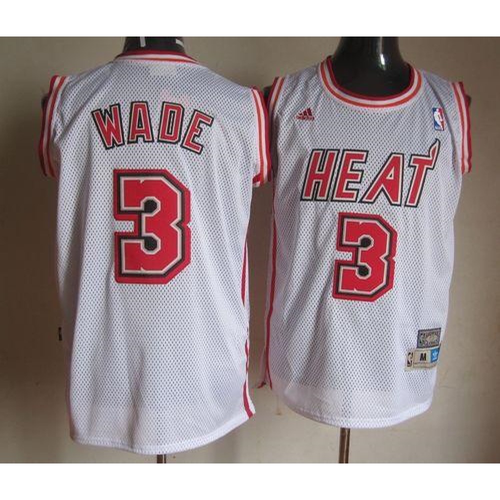 Heat #3 Dwyane Wade White Swingman Throwback Stitched NBA Jersey