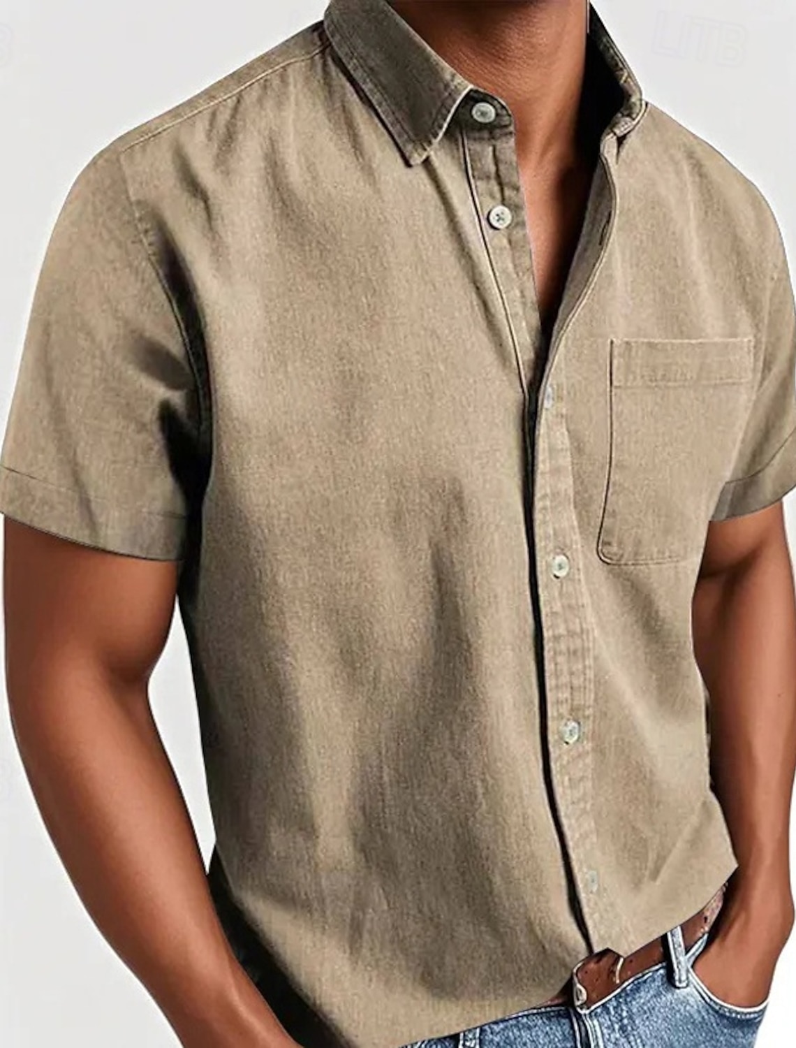 Men's Shirt Casual Shirt Button Up Shirt White Pink Red Sky Blue Green Short Sleeve Plain Lapel Casual Daily Front Pocket Clothing Apparel Elegant Fashion Casual