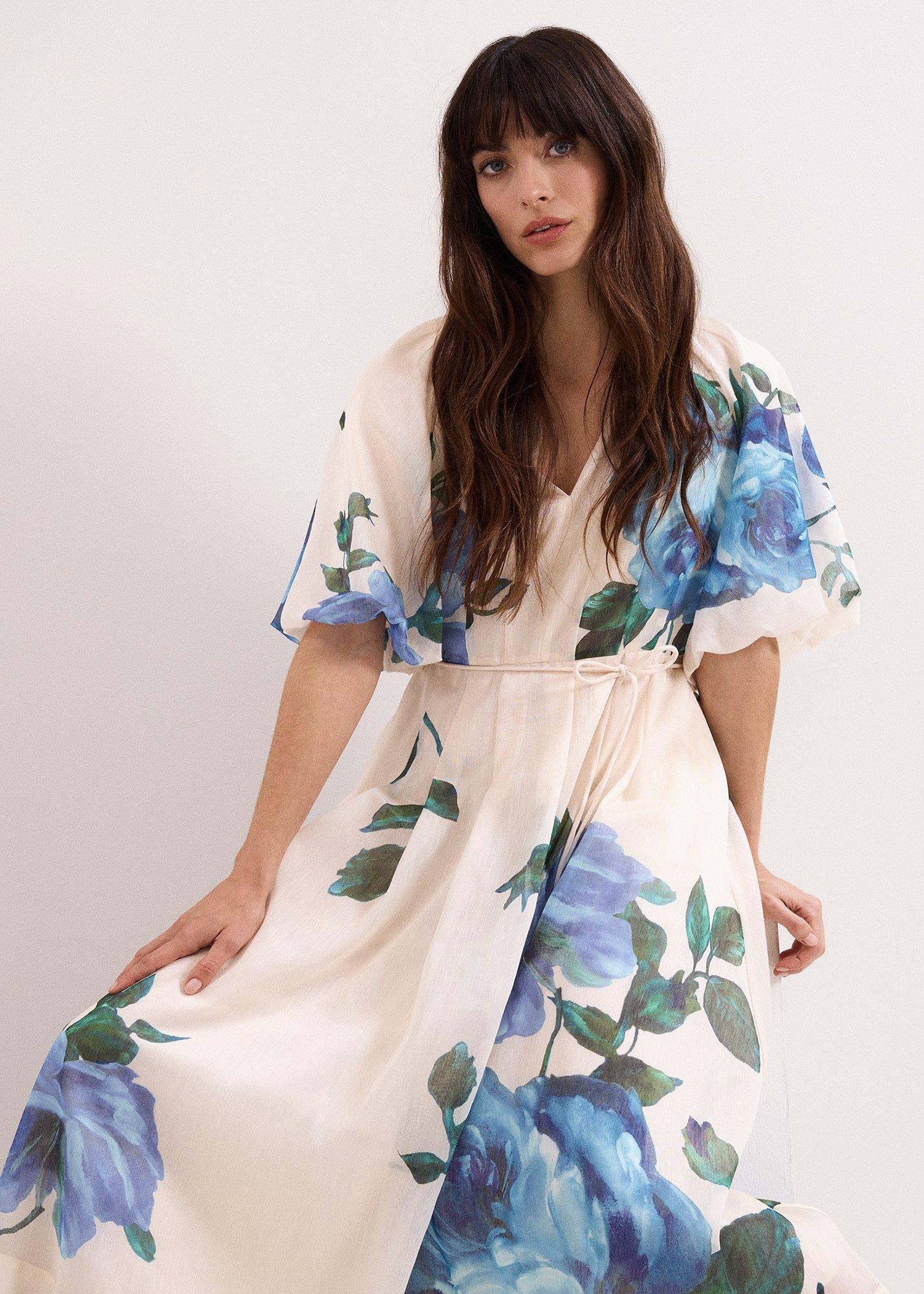 Petite Adeline Cream Floral Midi Dress