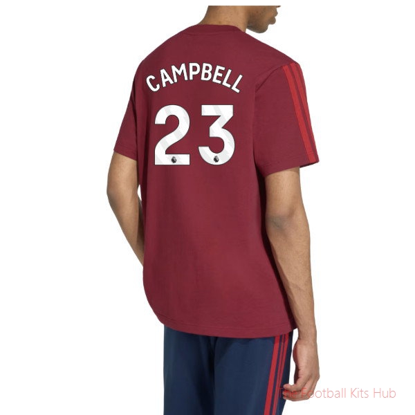 Arsenal T-Shirt Campbell #23 2026-2027 Match Kit Burgundy