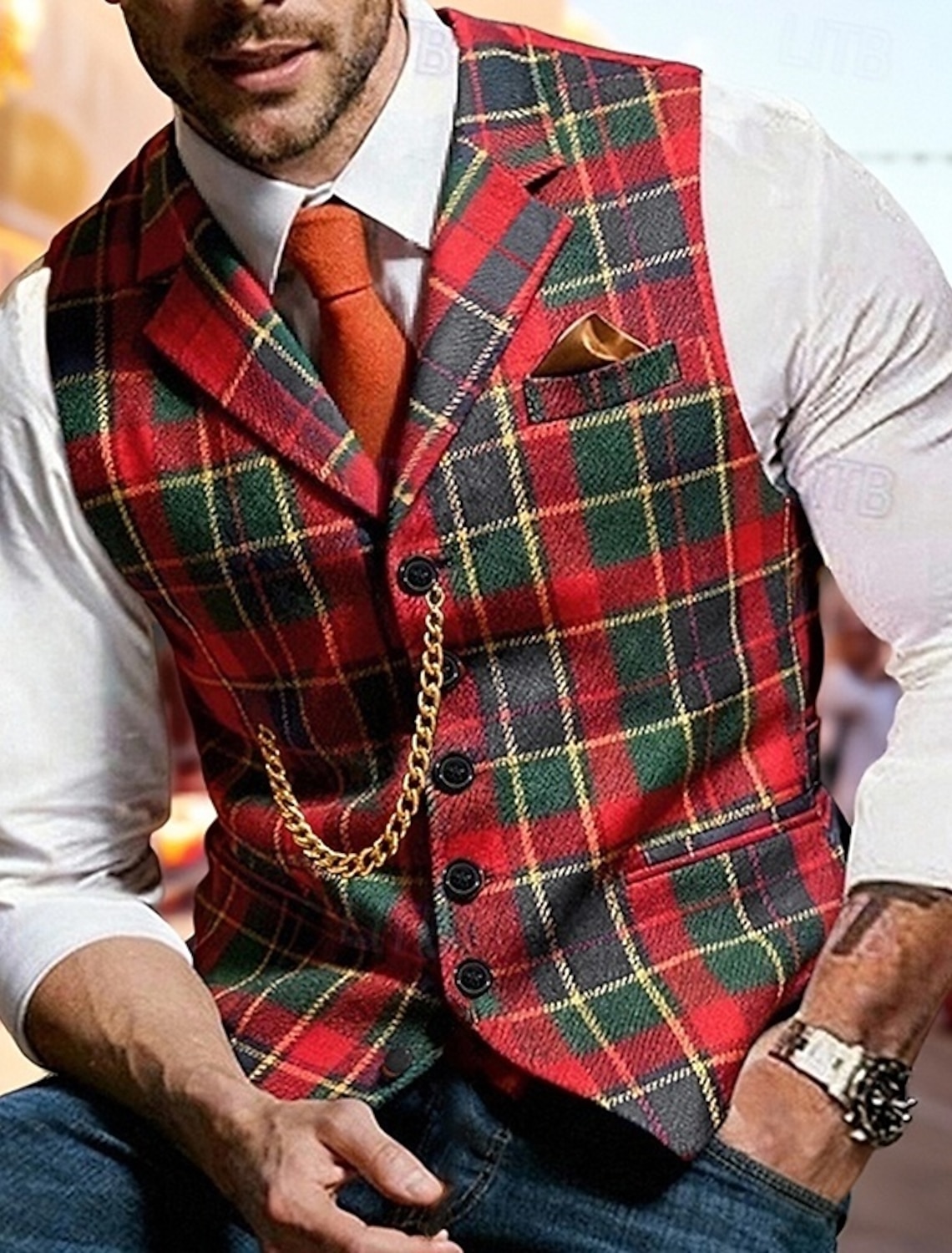 Men's Vest Tweed Vest Waistcoat Vintage Fashion Spring & Fall Buttons Wool Blend Comfortable Plain Single Breasted V Neck Regular Fit Deep Green Navy Dark Gray Light Grey Vest